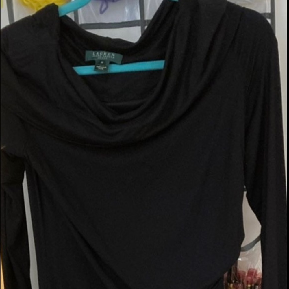 Black Cowl Neck Ralph Lauren Dress Size 10
